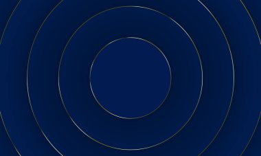 Donanma ve altın renkli zarif eşmerkezli daireler, iş, şirket ve sunum tasarımları için mükemmel..