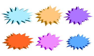 Renkli vektör yıldız patlaması etiketleri indirimler, etiketler, promosyonlar ve görsel renklendirmeler için mükemmeldir.