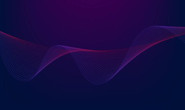 Koyu mor arkaplanda akan zarif kırmızı-mor dalga çizgileri, teknoloji veya görseller için mükemmel..