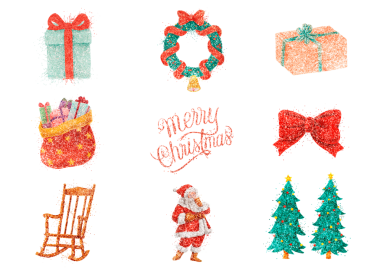 Işıltılı Noel png etiket illüstrasyon koleksiyonu