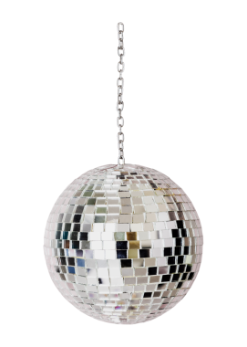 PNG parlak gümüş disko topu, kolaj ögesi, şeffaf arkaplan