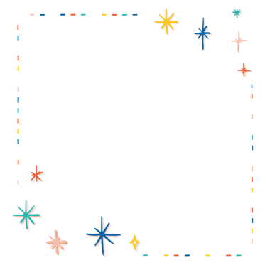 Renkli minimal yıldız çerçevesi png şeffaf arkaplan