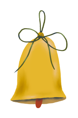 Altın çan etiketi, Noel el yazısı, tatlı kış tatili illüstrasyonları.