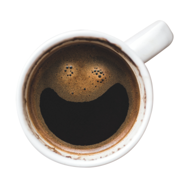 Sıcak kahve png etiketi, şeffaf arkaplanda gülümseyen yüz resmi