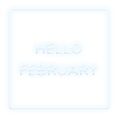 Hello February png neon tipografi metni ile çerçeve