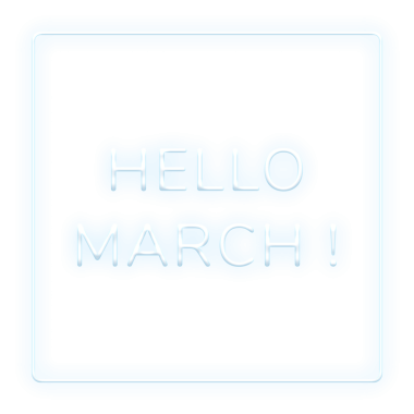 Neon çerçeve Merhaba March! png sınır harfleri