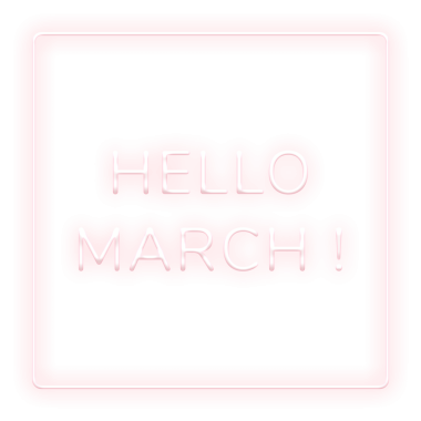 Neon çerçeve Merhaba March! png sınır harfleri