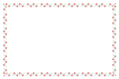 Kırmızı ve yeşil yapraklı çerçeve tasarımı ögesi