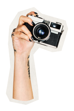 El etiketindeki kamera, hobi kaba kesim kağıt efekti, şeffaf arkaplan