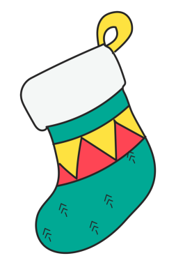 Noel çorabı çıkartması, şeffaf arkaplan