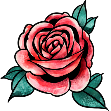 Suluboya kırmızı gül etiketi tasarım elementini kaplar 