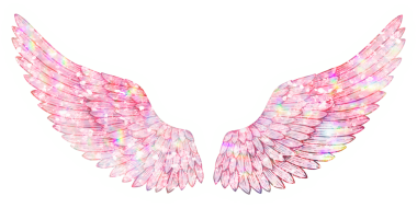 Beyaz kenarlıklı pembe holografik kanat etiketi