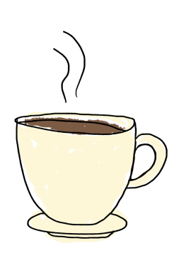 Şirin sarı kupa karalama stili çizimi