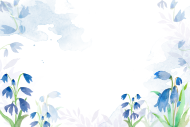 Kış png çiçek çerçeve arkaplanı mavi ve yaprak suluboya çizimi