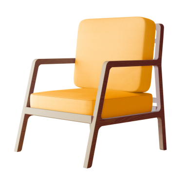 Ahşap koltuk png, saydam arka planda sarı modern iç tasarım