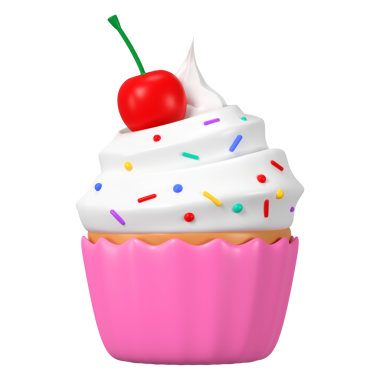 Cupcake png etiketi, şeffaf arkaplanda 3D doğum günü grafiği