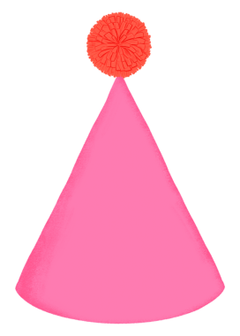 Pembe külah şapka png etiketi, doğum günü aksesuarı grafiği, şeffaf arkaplan