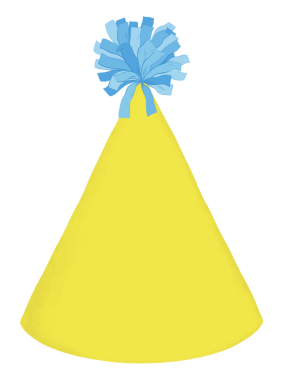 Sarı koni şapka png etiketi, doğum günü aksesuarı grafiği, şeffaf arkaplan