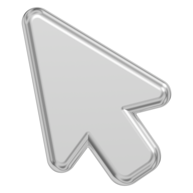 Gümüş ok png 3D metalik imleç simgesi, şeffaf arkaplan