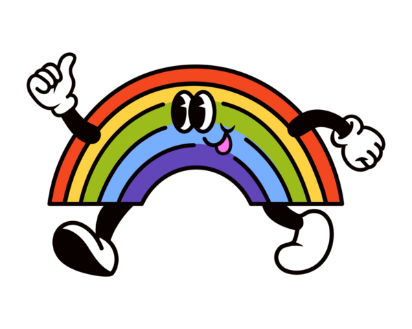 Gülen gökkuşağı png, hava durumu çizgi film karakteri çizimi, şeffaf arkaplan