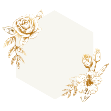 Altıgen altın çiçekli çerçeve tasarım elementi