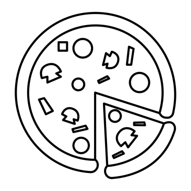 Basit pizza turtası çizimi, şeffaf arkaplan