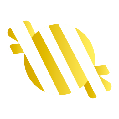 Png çizgili altın renkli şeker çizimi, şeffaf arkaplan