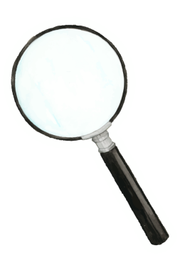 El çizimi siyah büyüteç etiket tasarımı ögesi