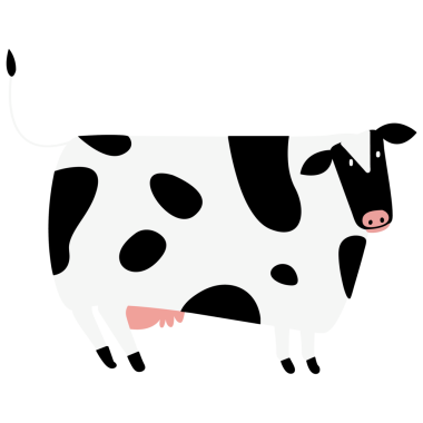 Şirin inek dijital etiketi şeffaf illüstrasyon