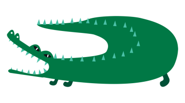 Timsah png Hayvan etiketi Çocuklar için yeşil karalama çizgi filmi