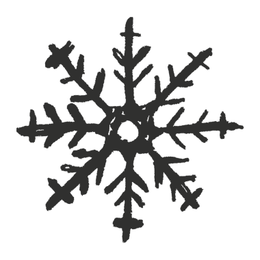 Tek karalama kar tanesi çizimi, şeffaf arkaplan