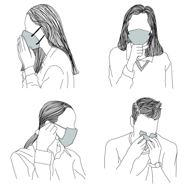 Koruyucu tıbbi yüz maskesi takan insanlar tasarım elementini şeffaf png olarak ayarladılar