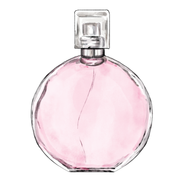 Kadın parfümü şişesi çizilmiş el tasarımı ögesi