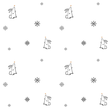 Noel şablonu arka plan, sevimli kış tavşanı siyah karalamalar.