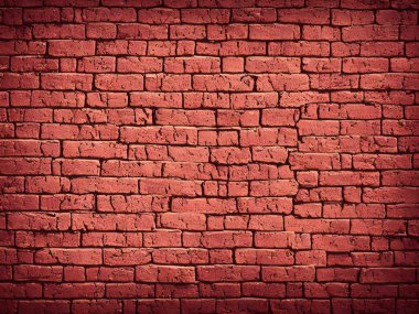 background of old red brick wall with white paint clipart
