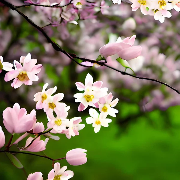 Розовые Цветы Парке Весенний Цветок Стоковая Картинка
