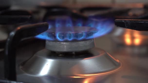 Quemadura Gas Una Cocina Estufa Gas — Vídeos de Stock