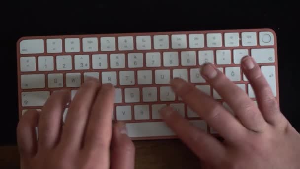 Man Working Computer Typing Keyboard — Stock Video