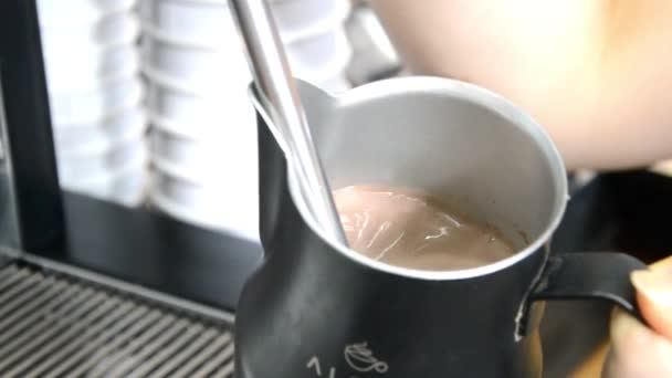 Latte Fumante Barista Cappuccino Cappuccino — Video Stock