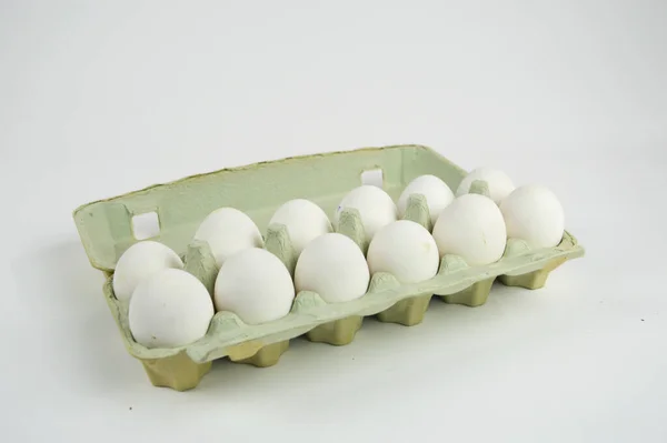 Ägg Pappers Kartong Isolerad Vit Bakgrund — Stockfoto