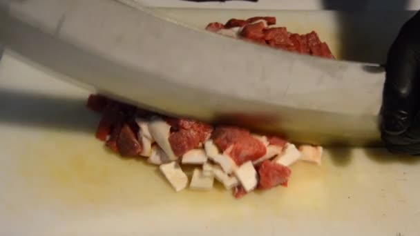 Preparing Kebab Big Knife – Stock-video