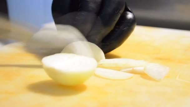 Chopping Onions Put Kebab — Videoclip de stoc