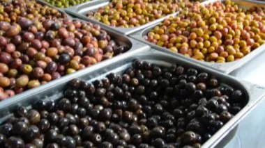 olive counter at farmers market