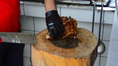 Baked from the Oven is cut into pieces and prepared for serving to the table.