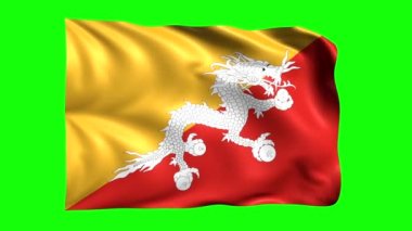 yeşil ekran canlandırılmış bhutan bayrağı