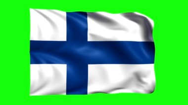 yeşil ekran canlandırılmış Finlandiya bayrağı