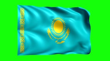 yeşil ekran canlandırmalı Kazakistan bayrağı