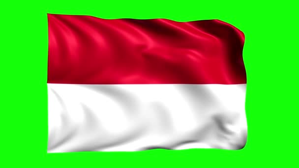Bandera Indonesia Animada Pantalla Verde — Vídeo de stock