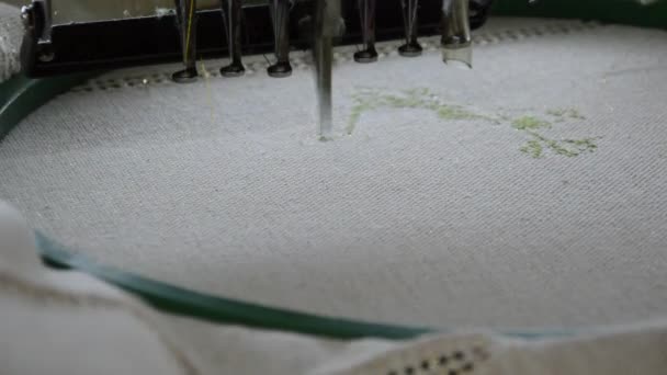 Máquina Bordado Tela Industria Textil — Vídeo de stock
