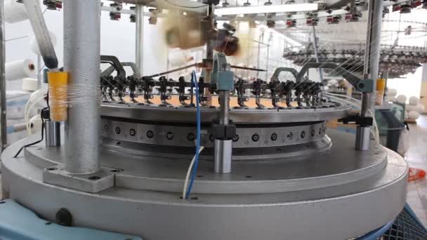 Machines Voor Het Vervaardigen Van Textiel Textielfabriek — Stockvideo
